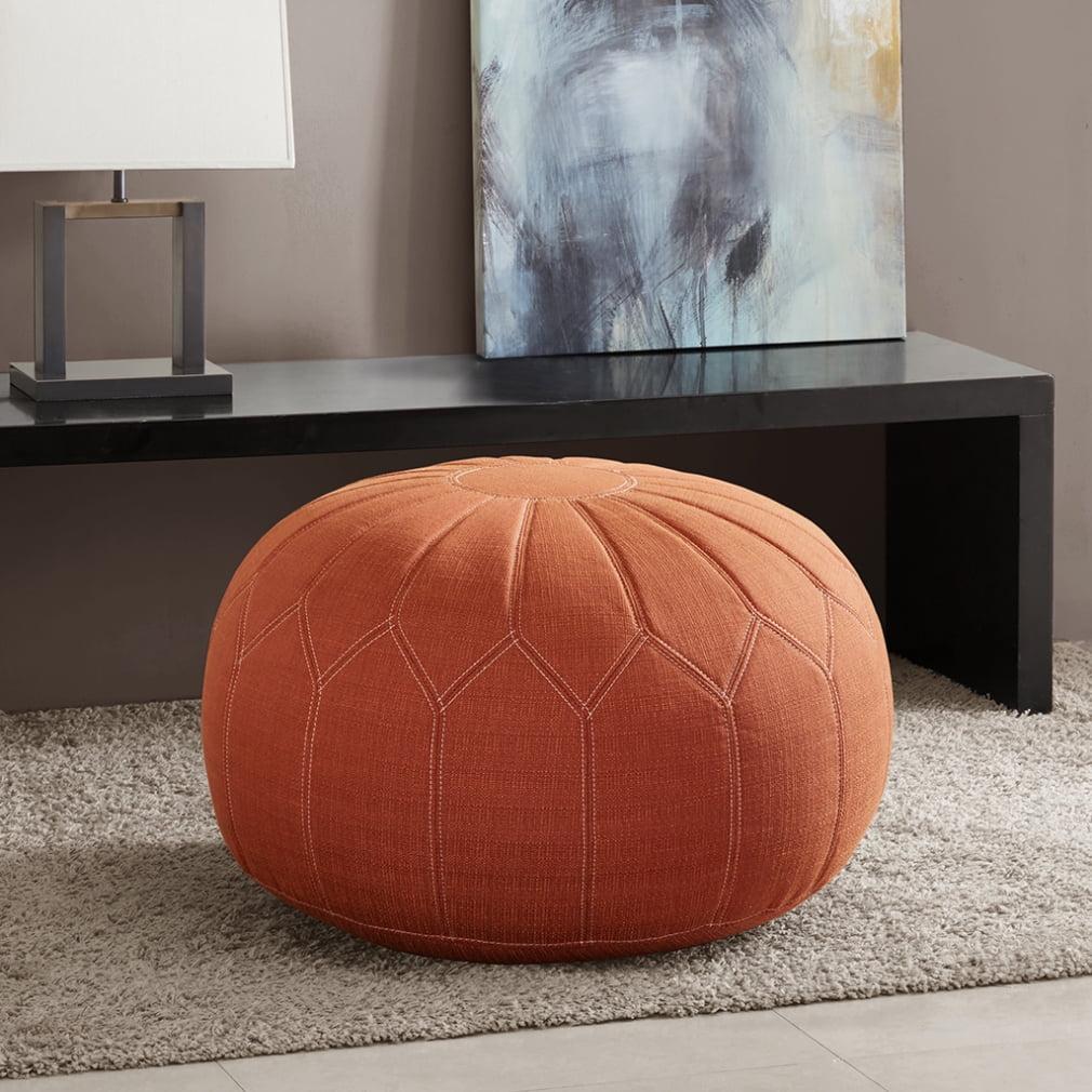 Oversized Vibrant Round Pouf Ottoman with Distinctive Stitching