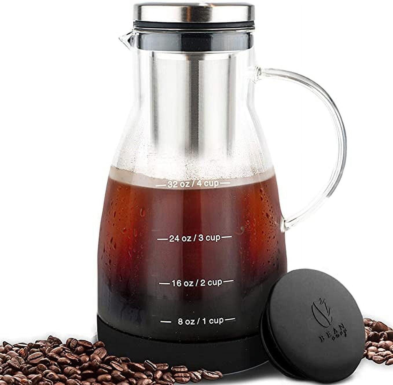 32 oz Glass Cold Brew Coffee Infuser with Stainless Steel Finish