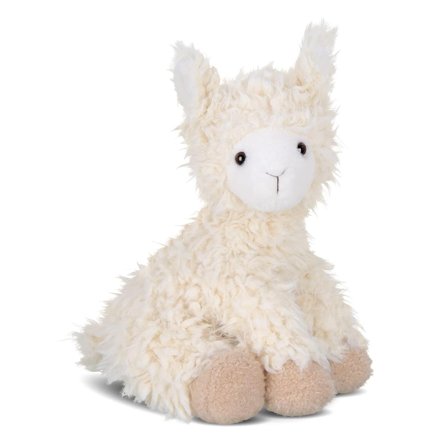 Bearington Fuzzy Plush Llama Off White Stuffed Animal, 11.5 Inches