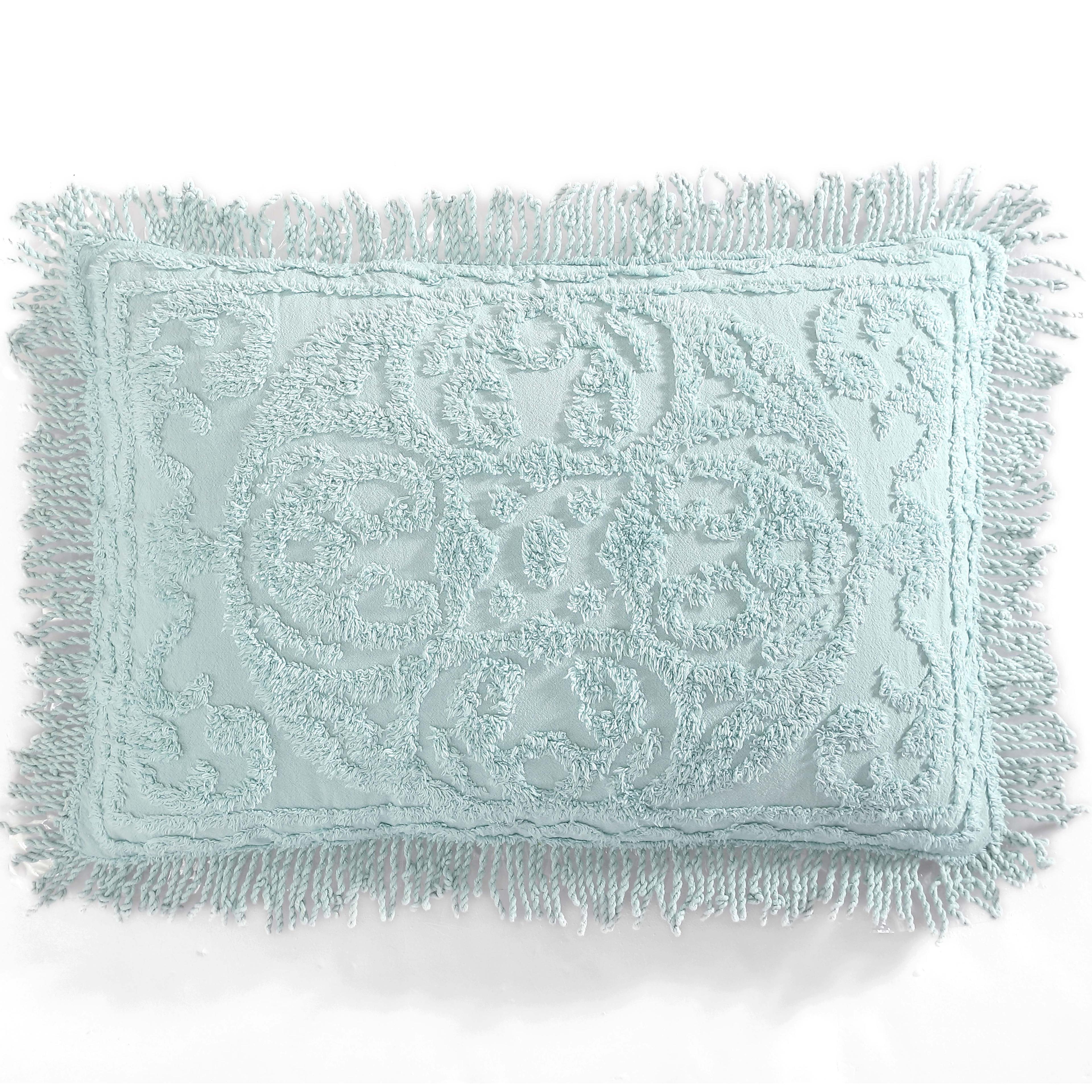 Beatrice Home Fashions Medallion Chenille Pillow Sham Blue Cotton Standard - Ultimate Softness