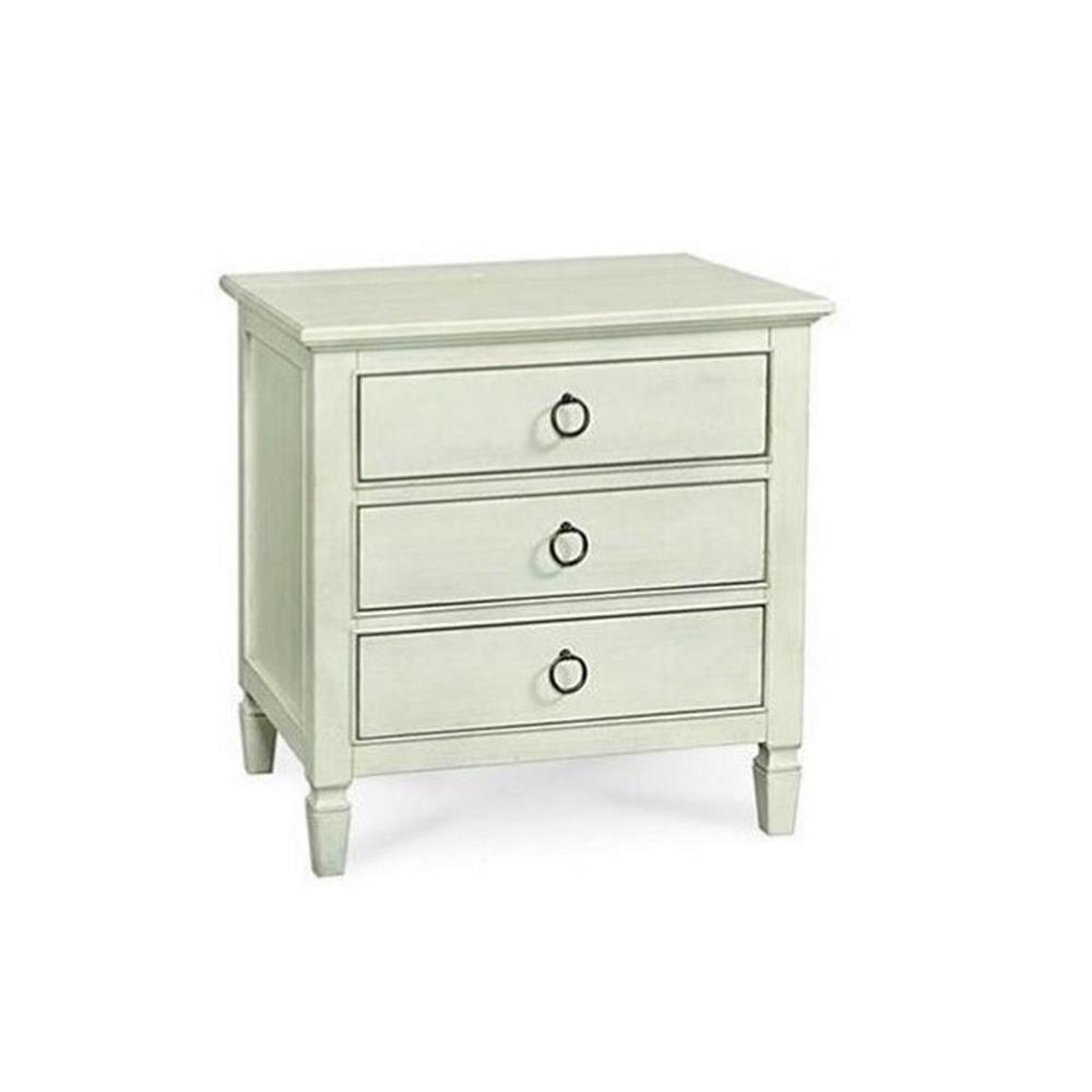 Cream Coastal 3-Drawer Maple Veneer Nightstand