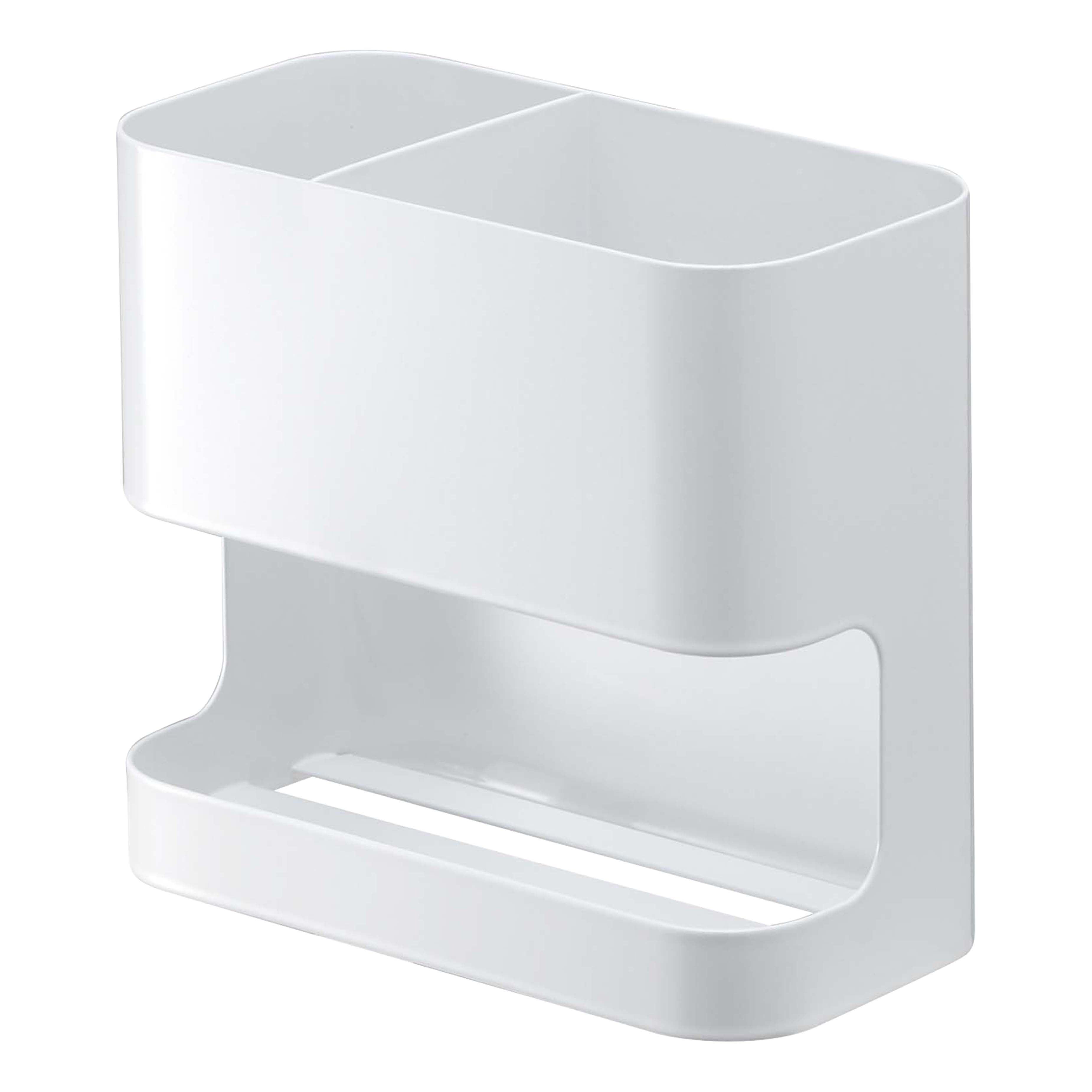 White Steel Beauty Appliance Holder with Compartments