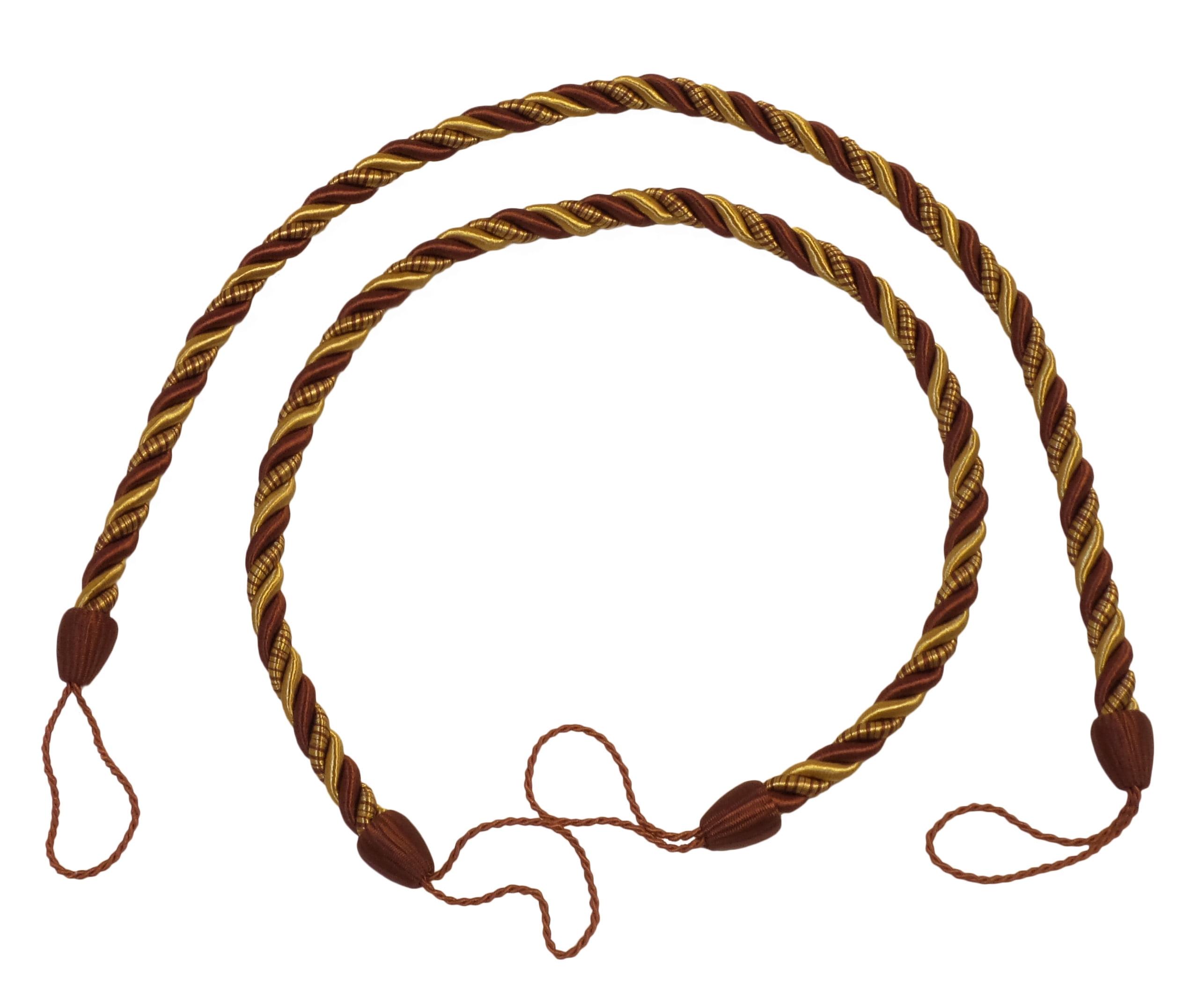 Beautifully Handcrafted Curtain and Drapery Decorative Rope Tieback, 26" Spread (66cm), 1/2" (1cm) Thick # CCTB, Cinnamon Toast Orange #6122 (Rust, Gold) 1 Pair (Set of 2)