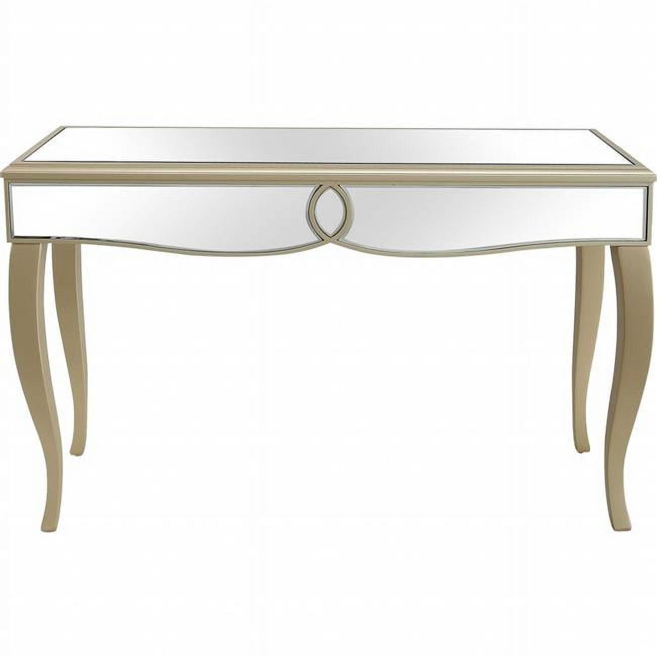 Elegance Unleashed Mirrored Wood Console Table with Curved Legs