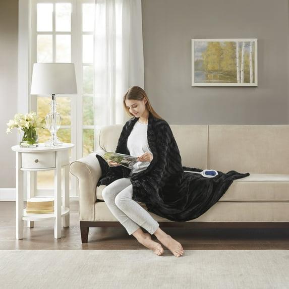 Beautyrest Heated Duke Faux Fur Throw