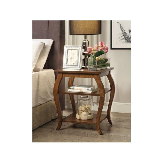 18" Becci Accent Table Walnut Finish - Acme Furniture: Square Design, Wood Veneer Top, Open Shelf Storage