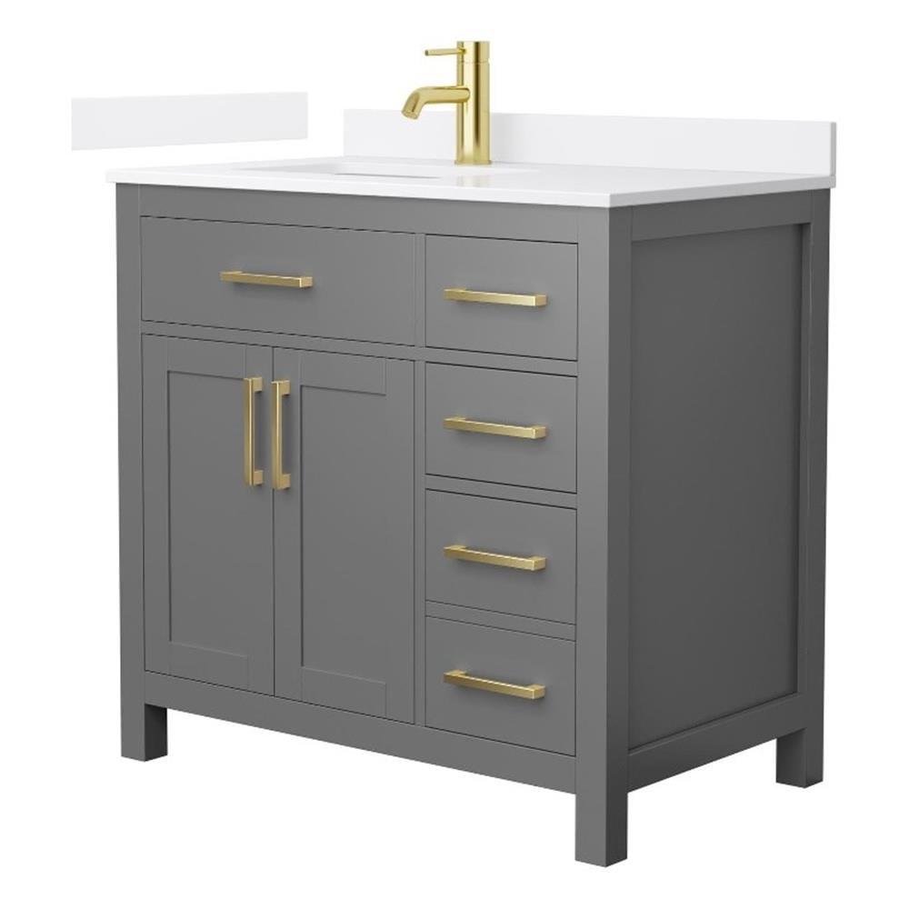 Wyndham Collection Beckett 36" Freestanding Single Bathroom Vanity with Quartz Top