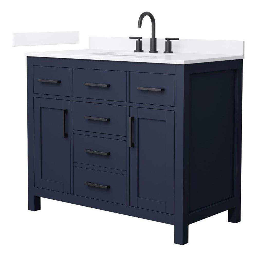 Wyndham Collection Beckett 42" Freestanding Single Bathroom Vanity with Quartz Top