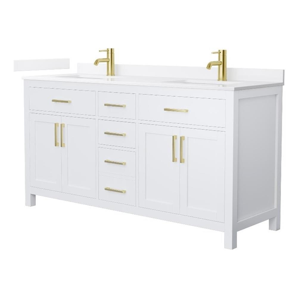 Wyndham Collection Beckett 66" Freestanding Double Bathroom Vanity with Quartz Top