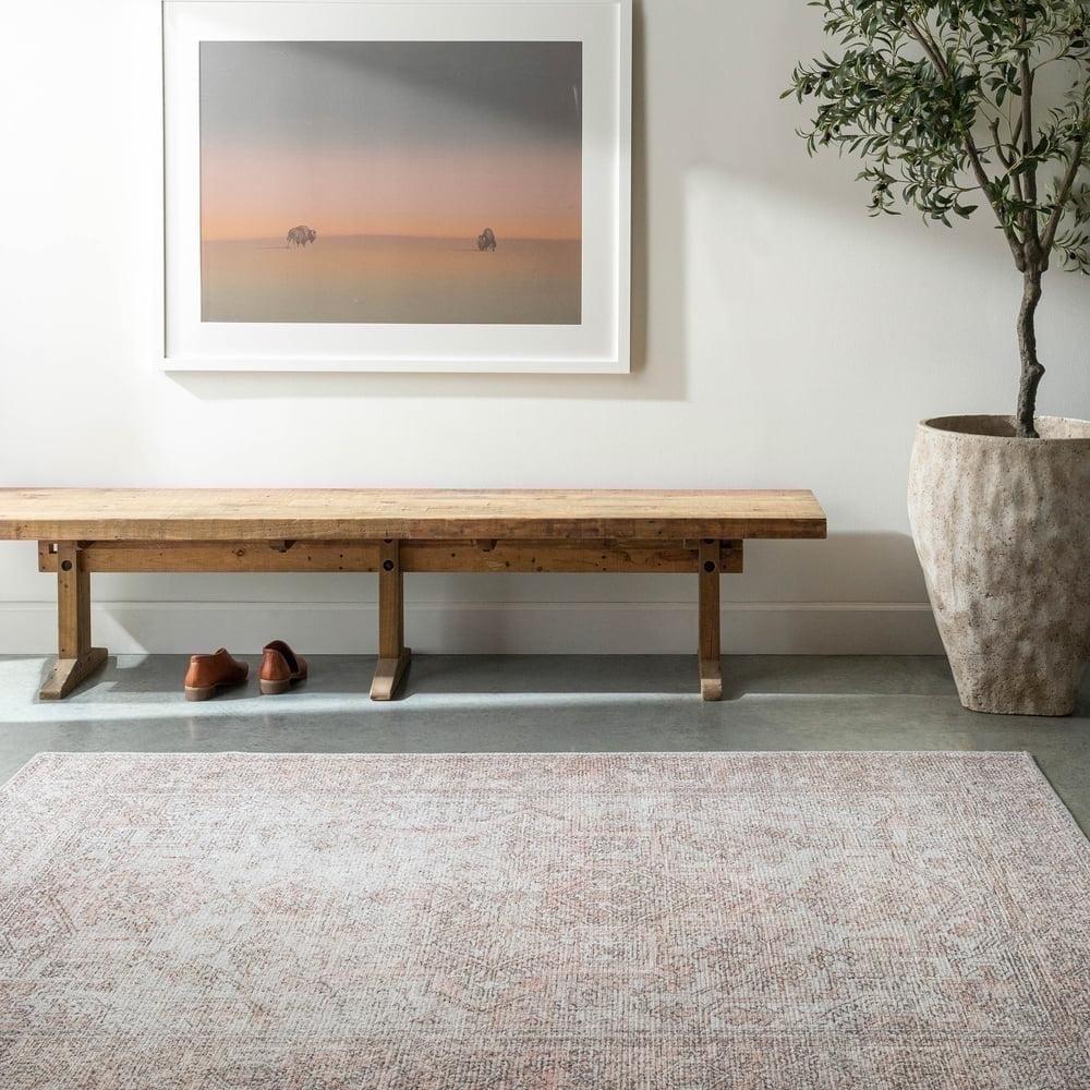 Becki Owens x Livabliss Vintage Traditional Oriental Boho Blush Cream Area Rug