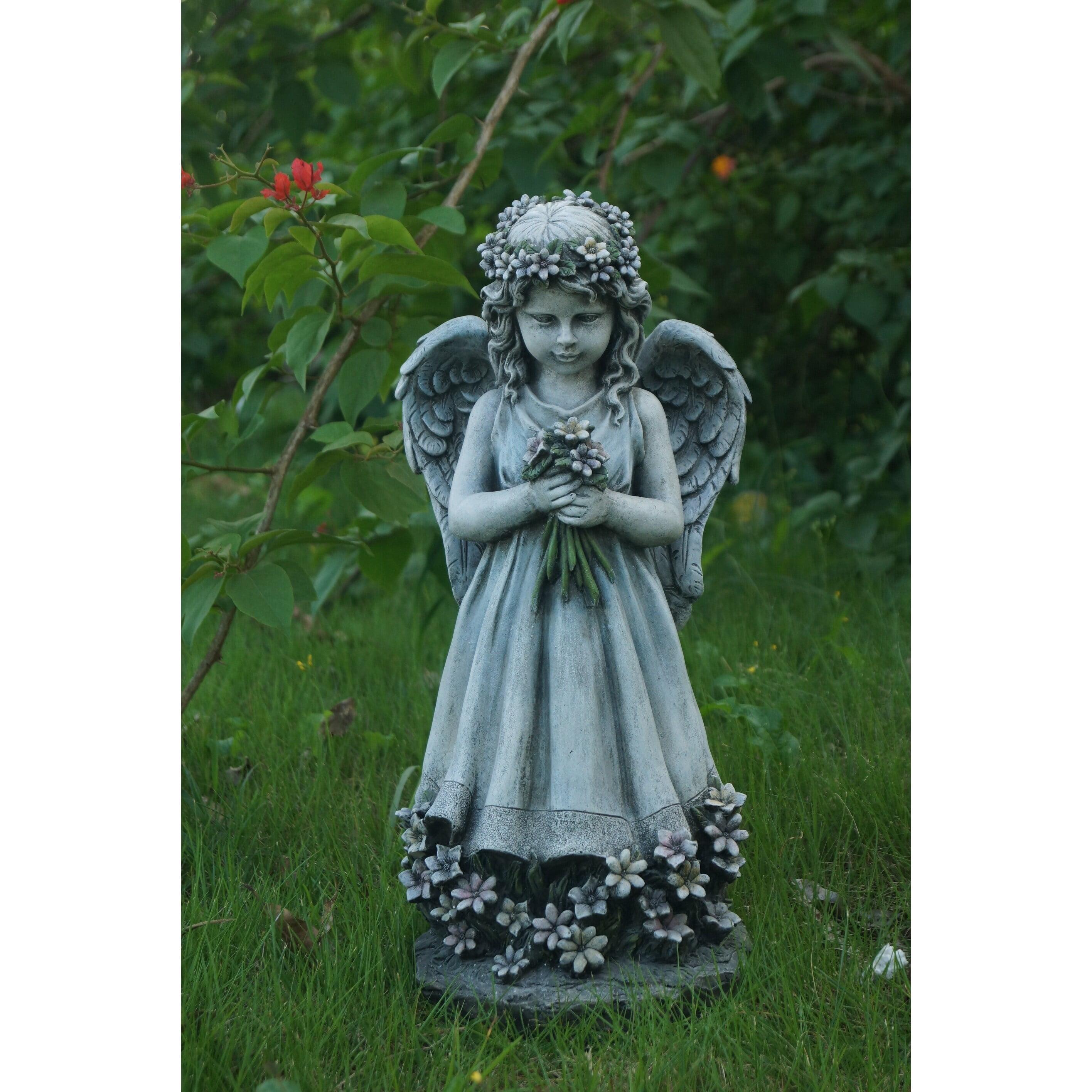 Hi-Line Gift Ltd. Angel Holding Flowers Statue