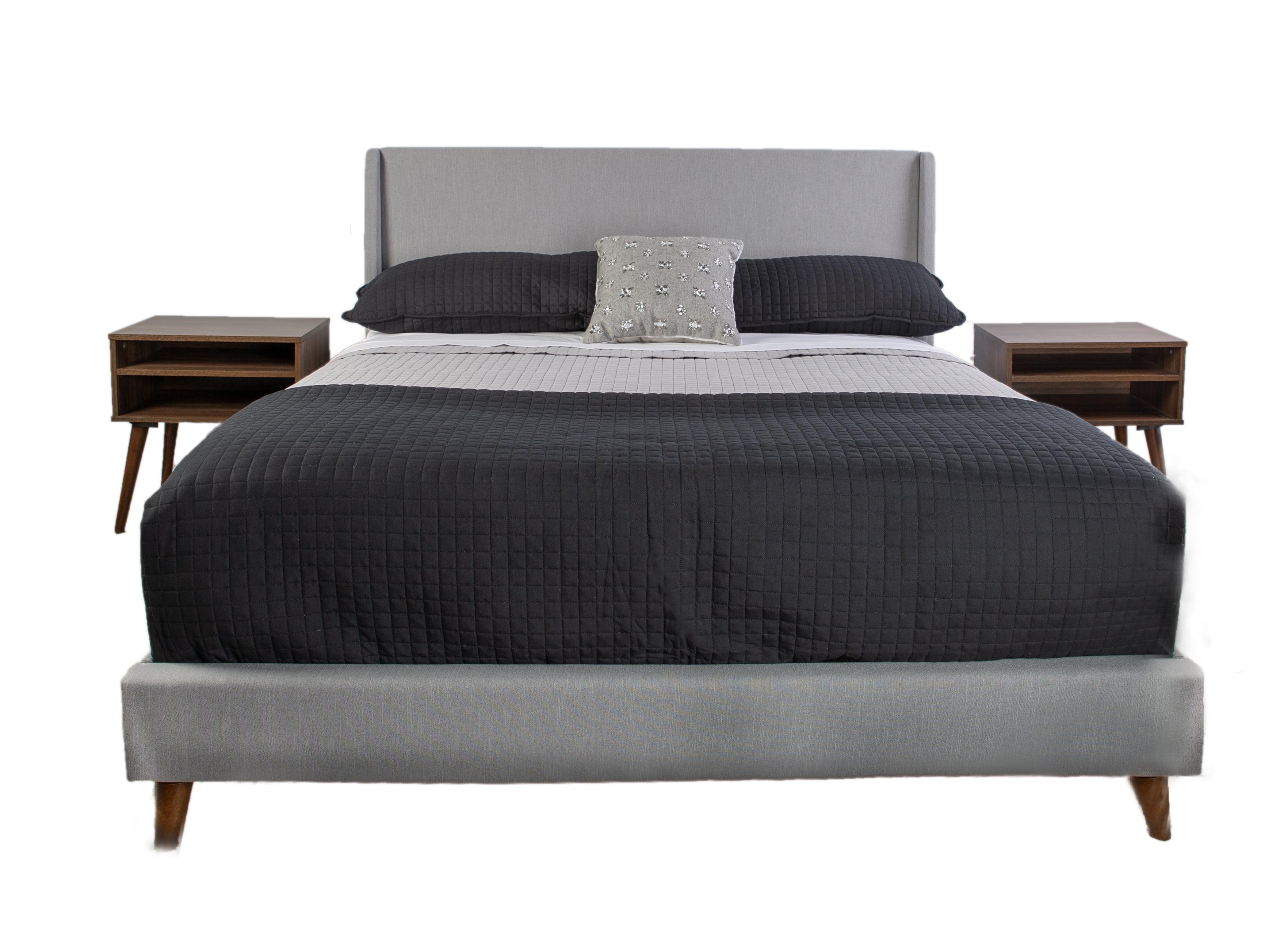 Maddison Upholstered King Bed In A Box W/ 2 Nightstands