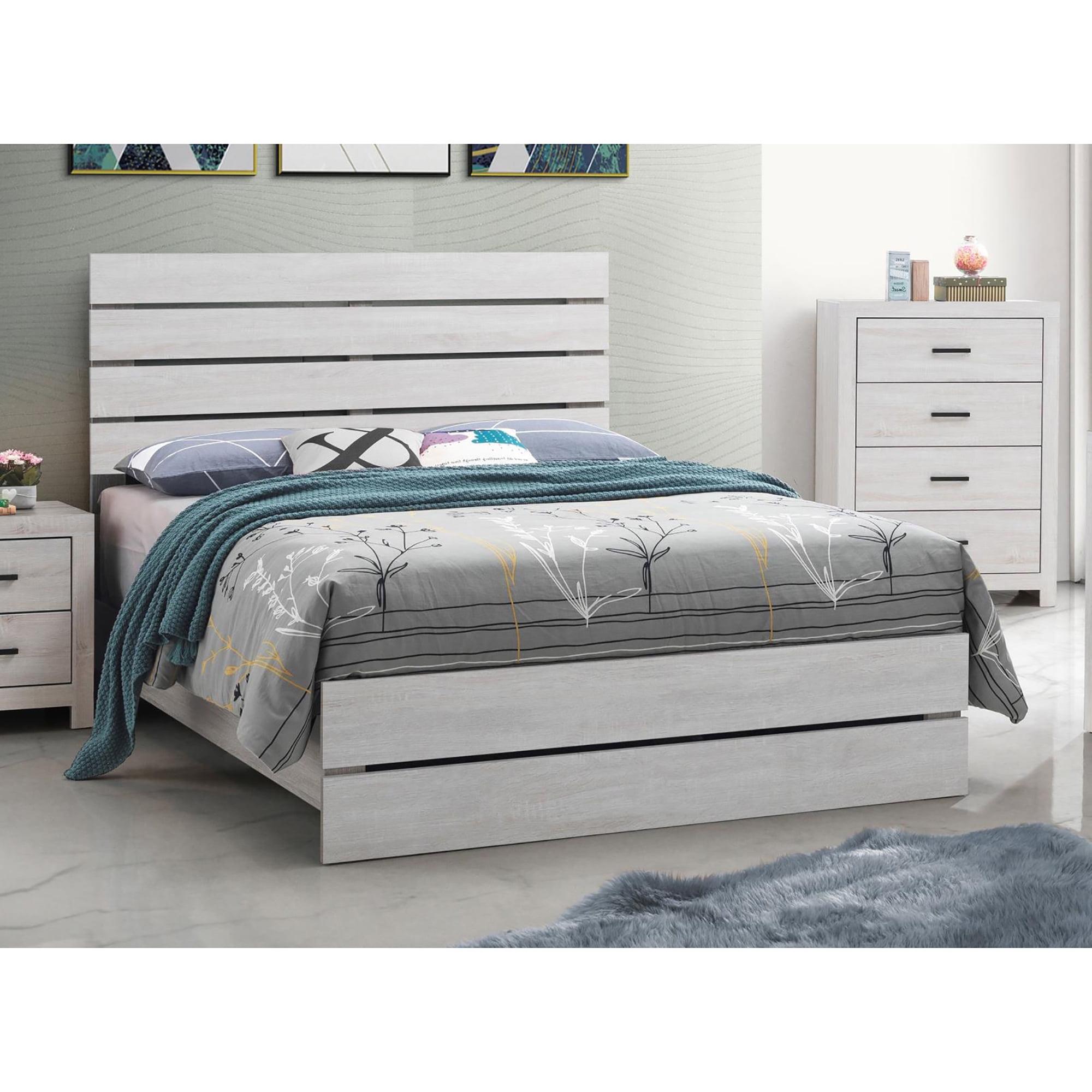 Queen Bed with Panel Headboard and Footboard White - Saltoro Sherpi