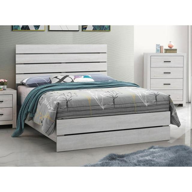 Queen Bed with Panel Headboard and Footboard White - Saltoro Sherpi