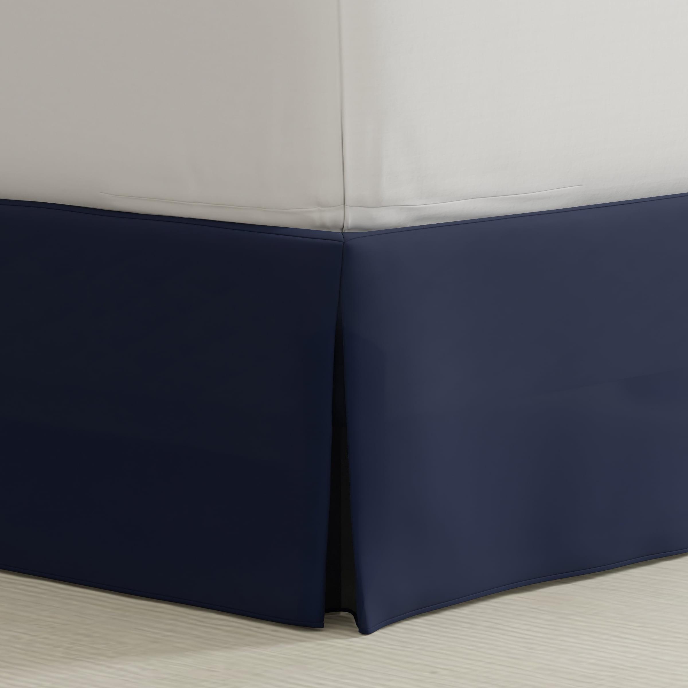 Navy Blue Polyester King Wrap-Around Bed Skirt