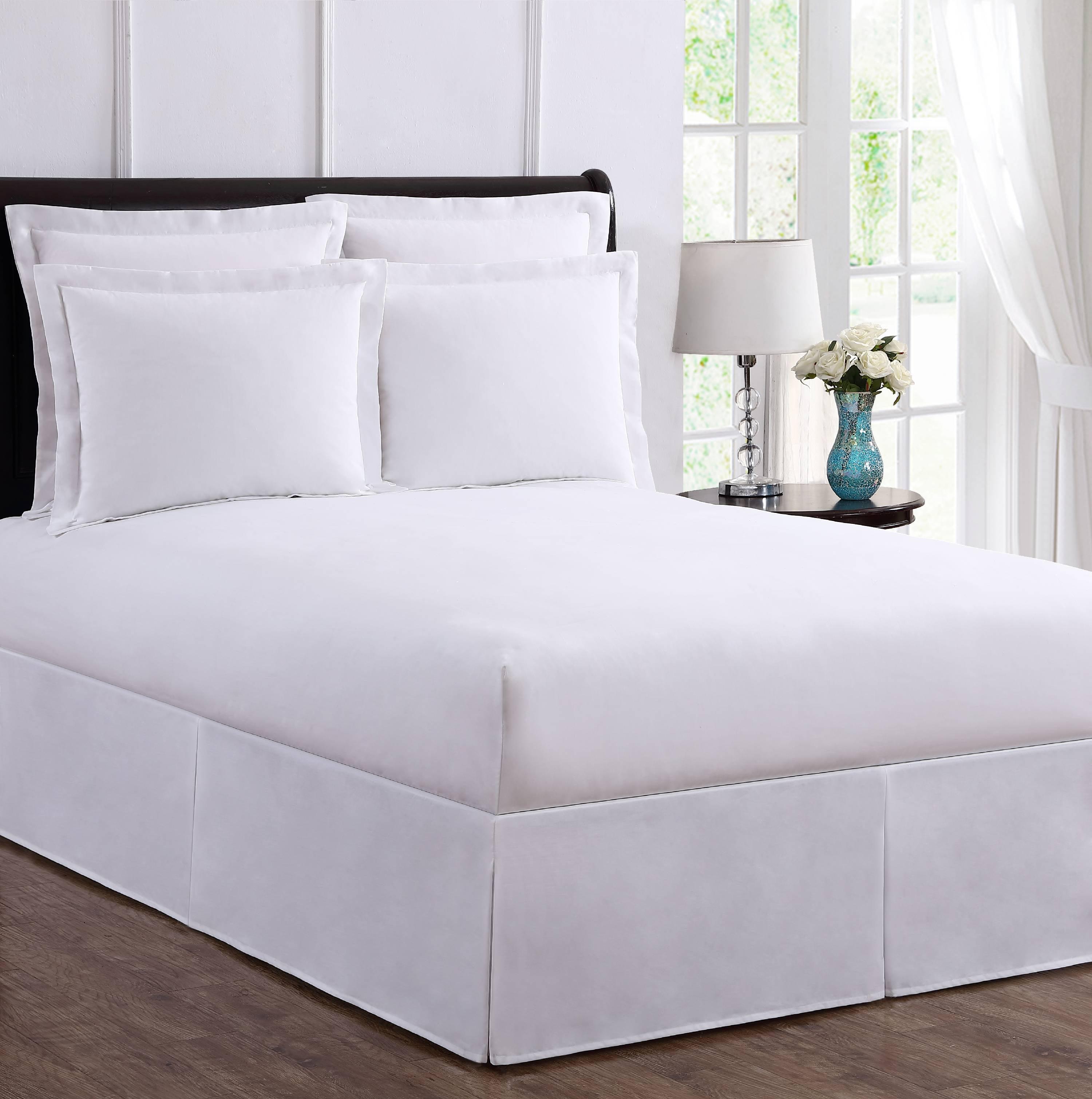 White Polyester California King Wrap-Around Bed Skirt