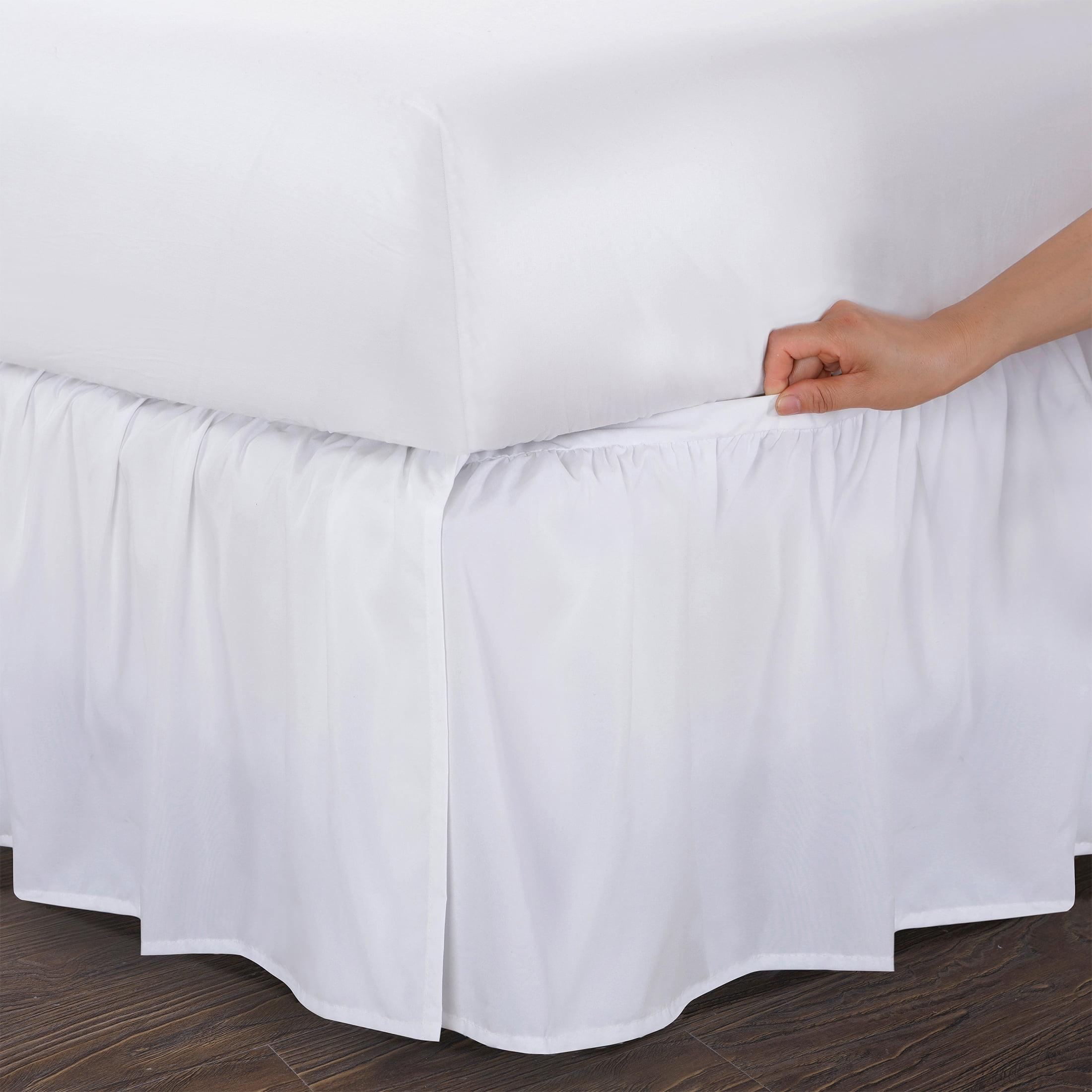 King Size White Polyester Split Corner Bed Skirt