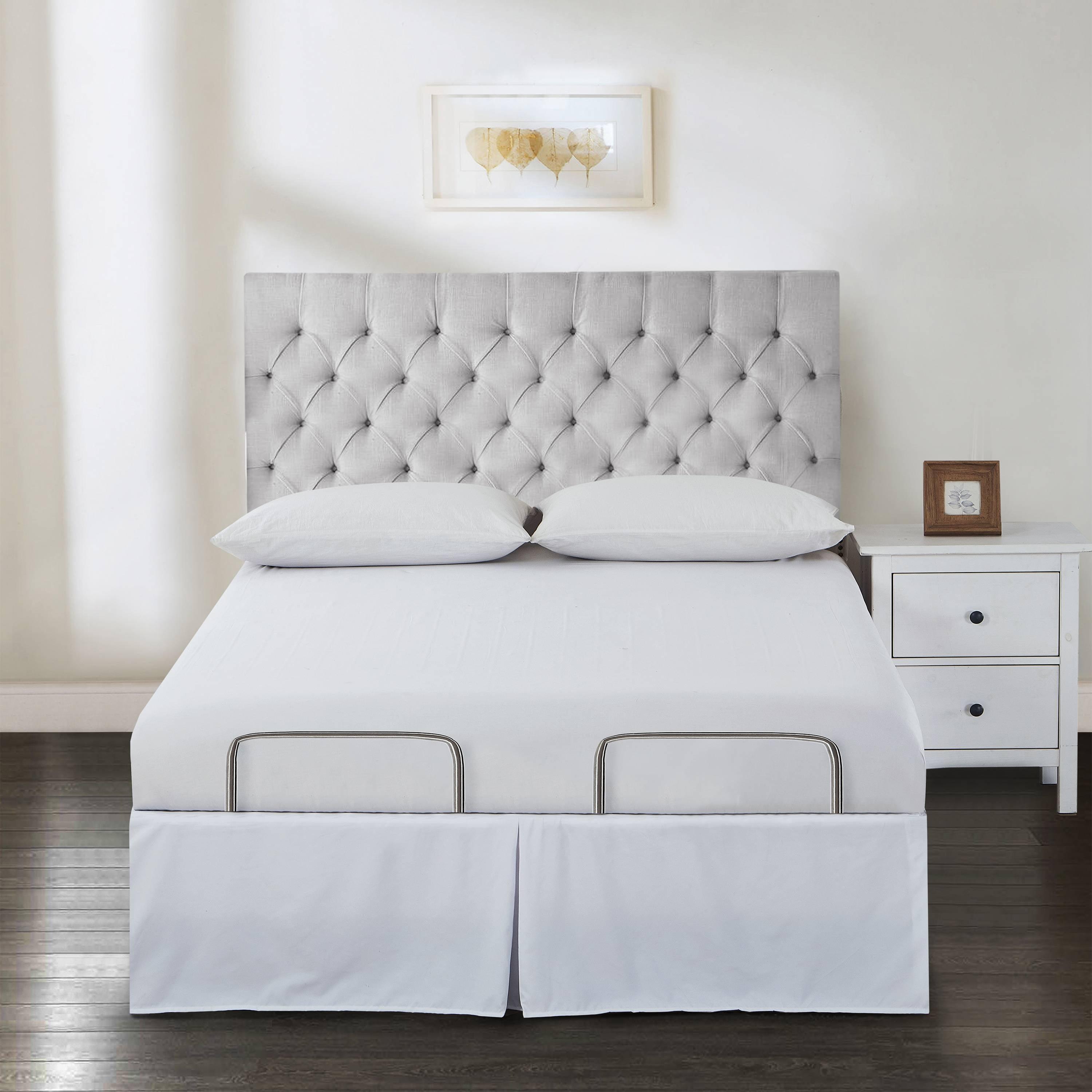 King White Polyester Adjustable Bed Skirt with 15" Drop