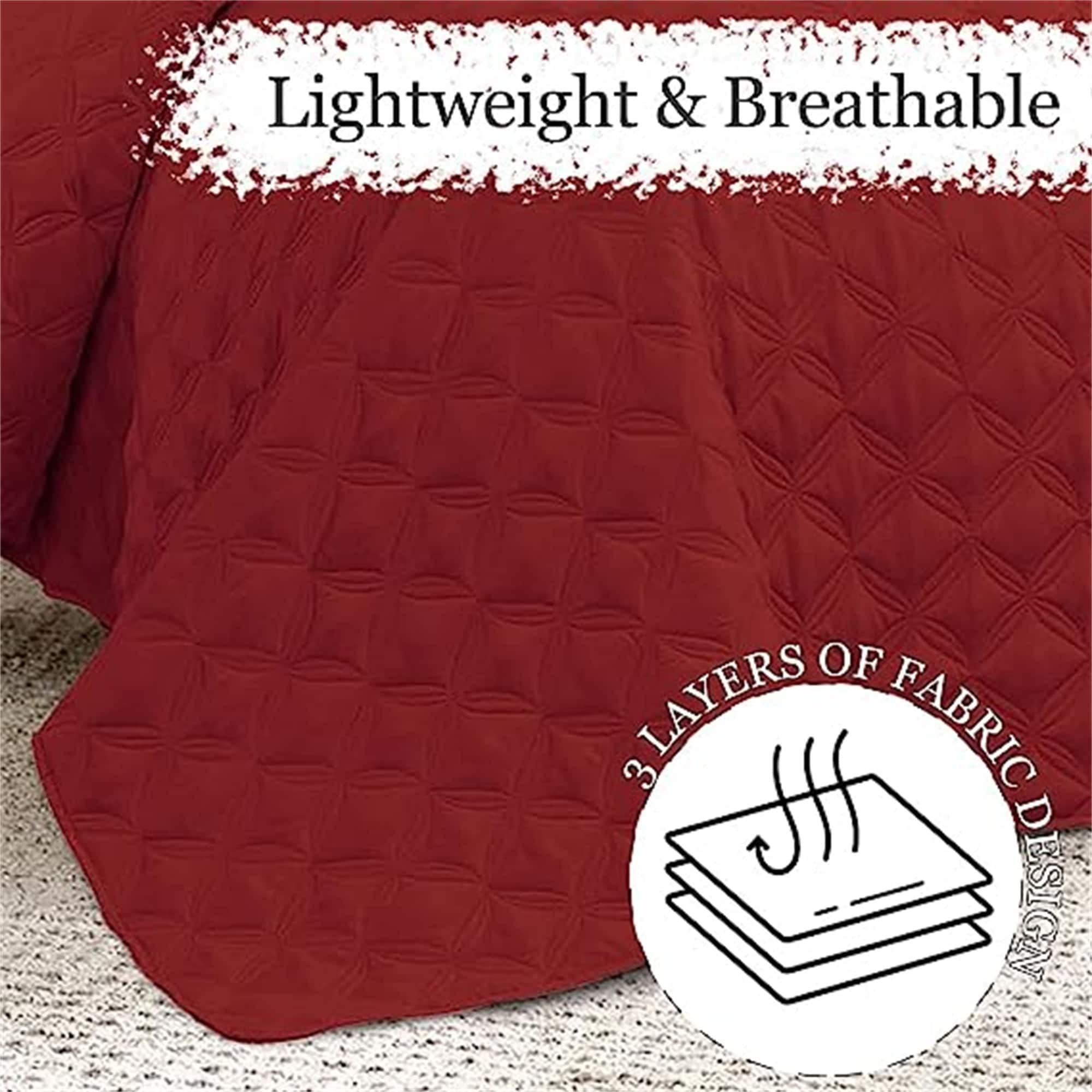 Bed Quilt Set King Size Red - 3 Piece - King