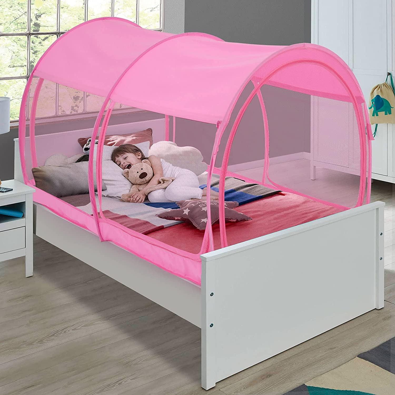 Twin Size Pink Mesh Bed Tent Privacy Canopy