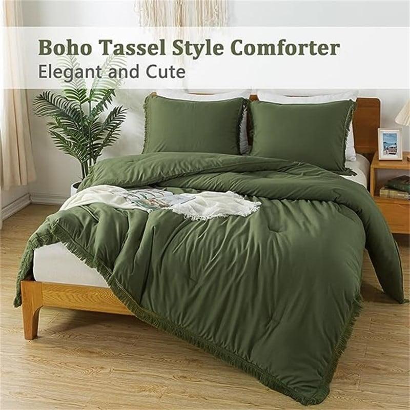 Bedding Comforter Set Olive Green - 3 Piece - Queen