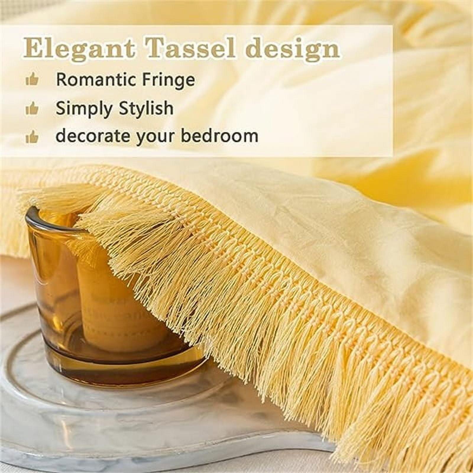 Queen Yellow Bohemian Tassel Comforter Set