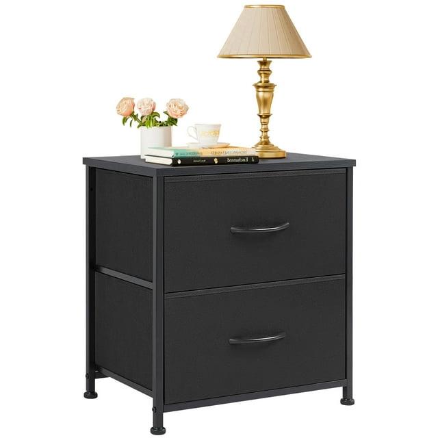 CONCETTA Cómoda de Tela 2, Mesita de Noche Ajustable de 20 Pulgadas con Cajones para Dormitorio, Entrada, Armario, Negro