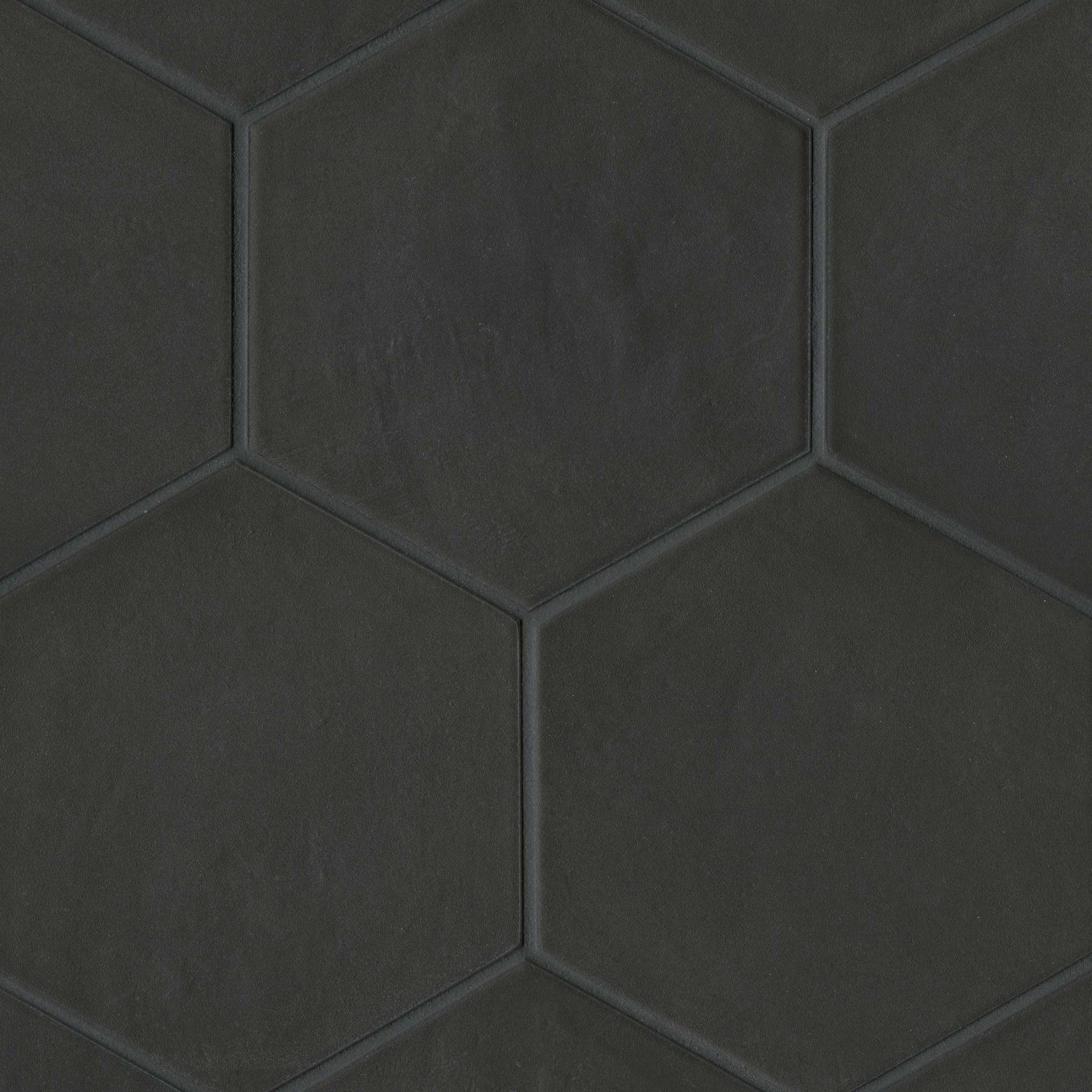 Bedrosians Allora Hexagon Matte Porcelain Tile 9 x 10, Solid Black (12.67 sq. ft./Case)