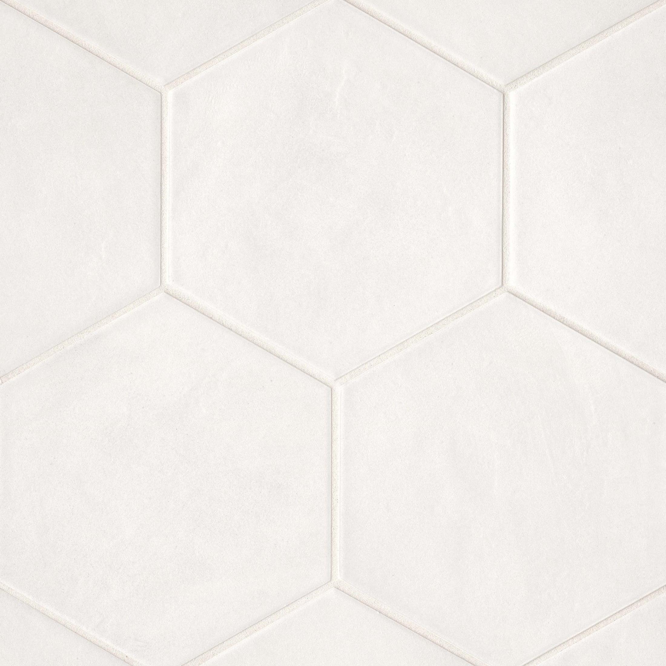 Bedrosians Allora Hexagon Matte Porcelain Tile 9 x 10, Solid White (12.67 sq. ft./Case)