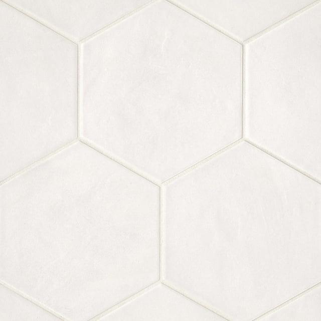 Bedrosians Allora Hexagon Matte Porcelain Tile 9 x 10, Solid White (12.67 sq. ft./Case)
