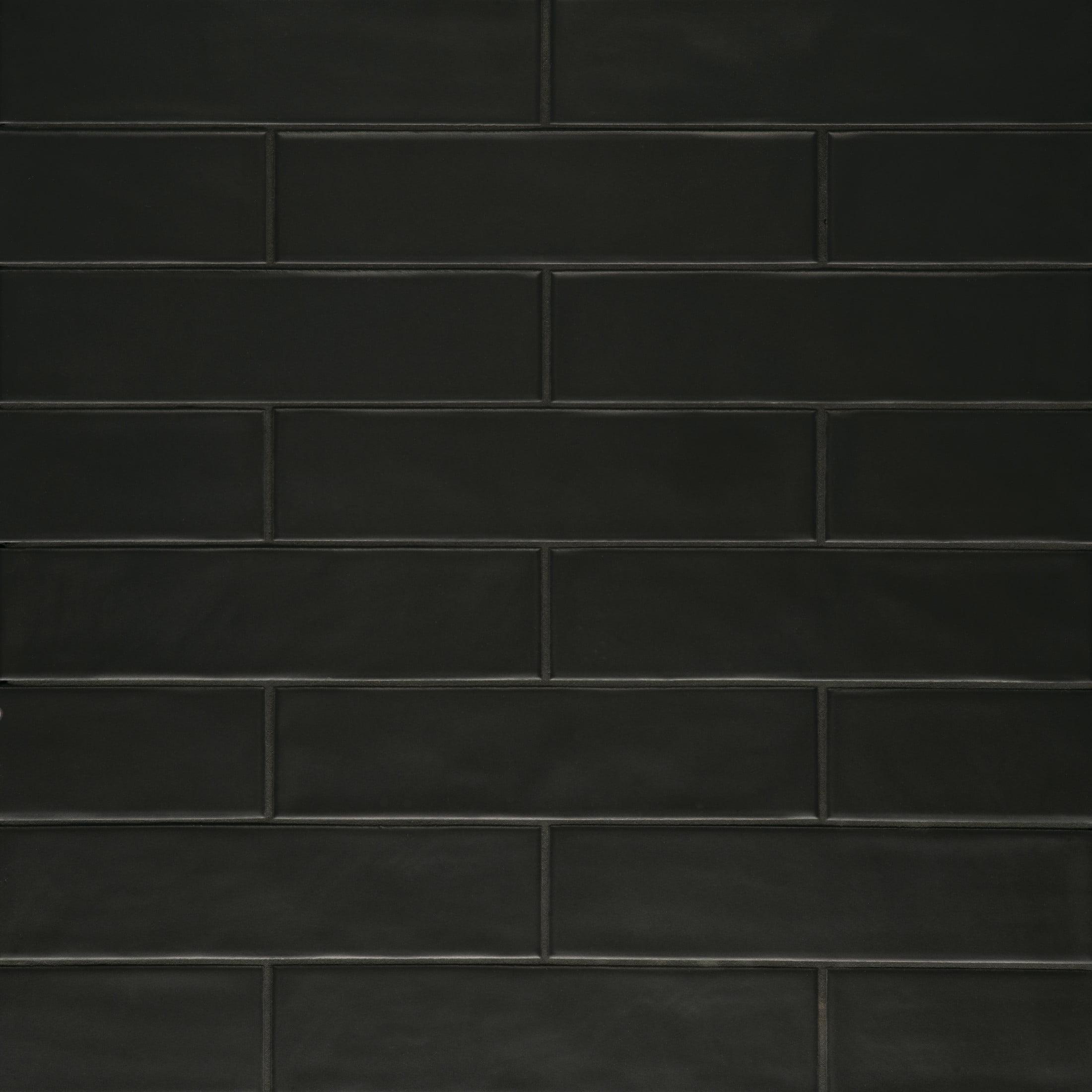 Bedrosians Clara Rectangle Matte Porcelain Tile 3 x 11, Noir (6.35 sq. ft./Case)