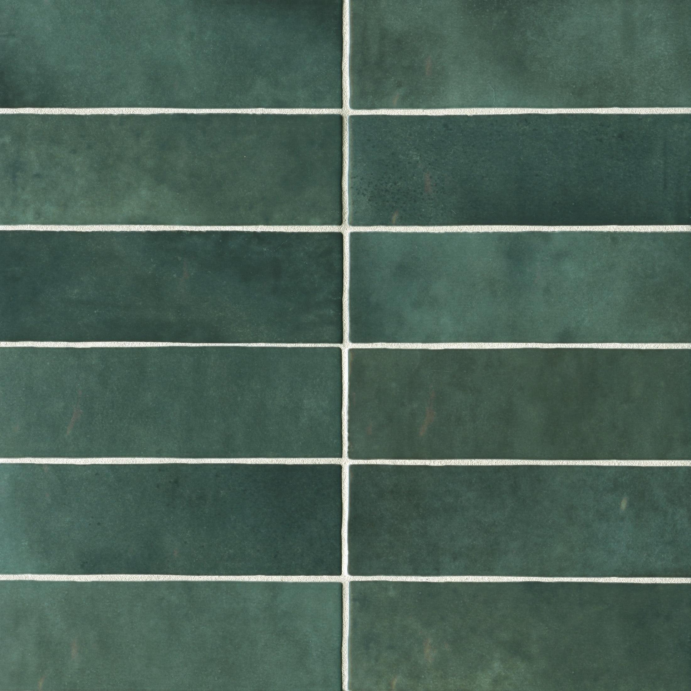 Bedrosians Cloe Rectangle Gloss Ceramic Tile 3 x 8, Green (10.64 sq. ft./Case)