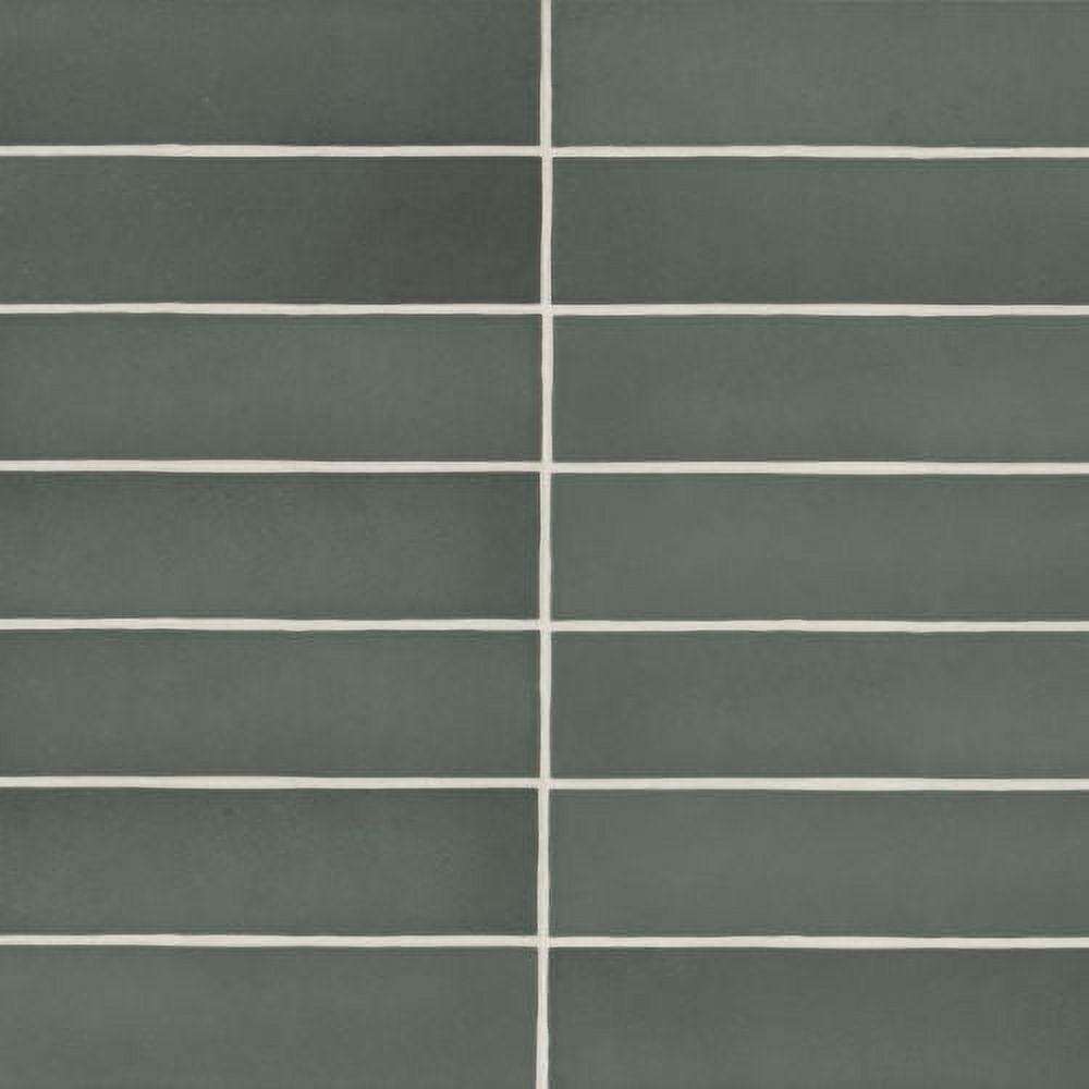 Makoto 2.5" x 10" Matte Green Ceramic Wall Tile