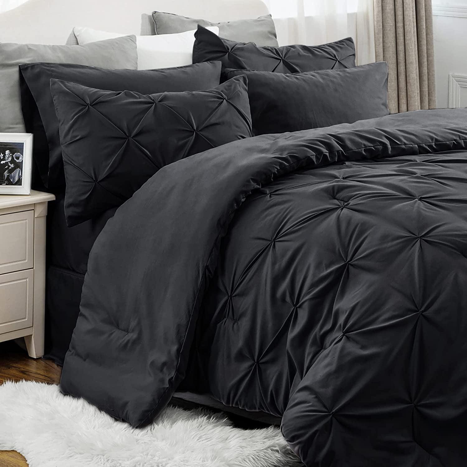 Black Microfiber Full Down Alternative Comforter Set