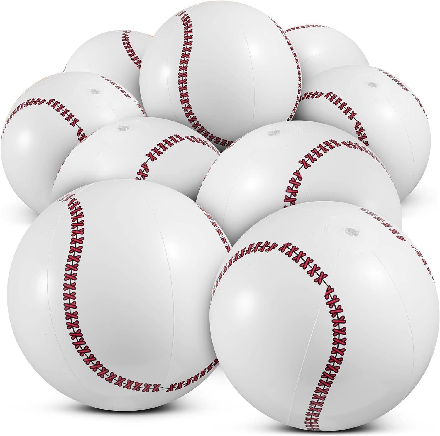 Inflatable Baseball (Pack of 12) 16-inch, Baseball Beach Balls for Themed Party Decorations & Birthday Decor - Pool Ball Toys Party Favors & Goodie Bags Favors for Kids, Boys and Girls