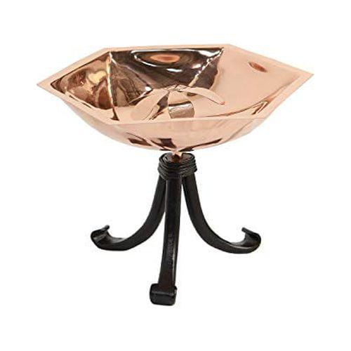 8.2" Hexagonal Bee Fountain and Birdbath with Tripod Stand Copper Plated Finish - Achla Designs: Weather-Resistant Iron & Steel