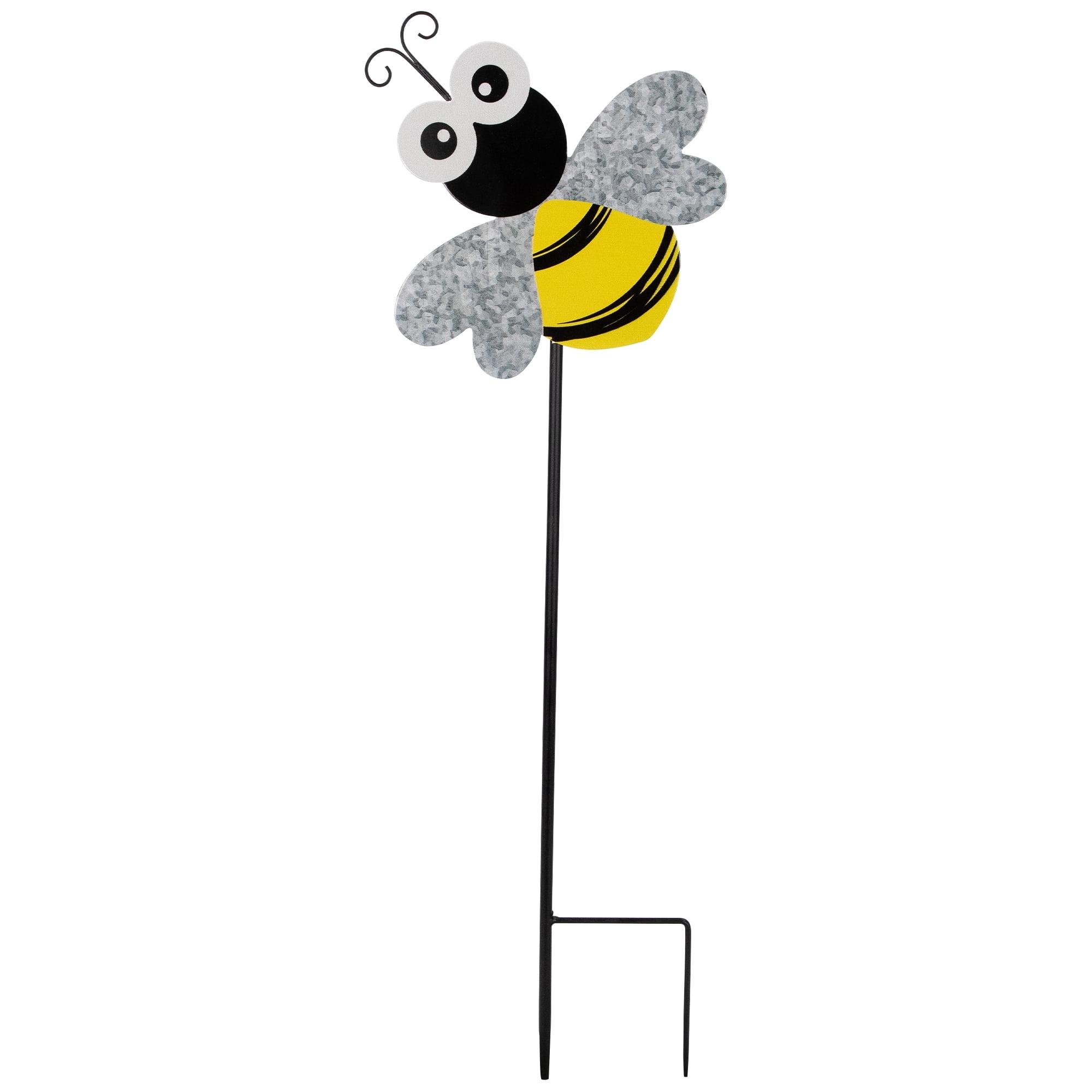 Northlight Bee Metal Outdoor Garden Stake - 23" - Black and Yellow