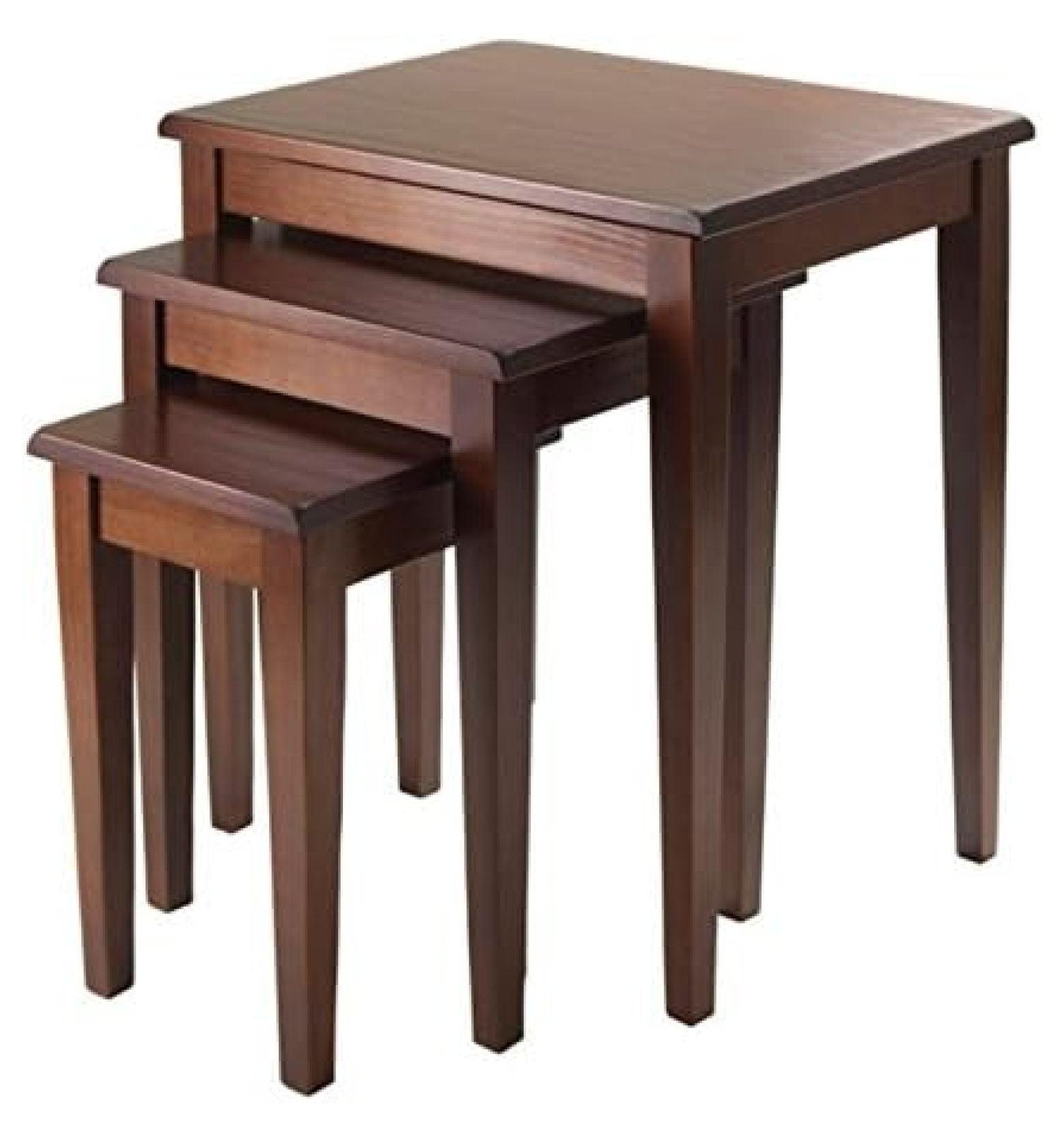 Walnut Wood 3-Piece Rectangular Nesting Tables