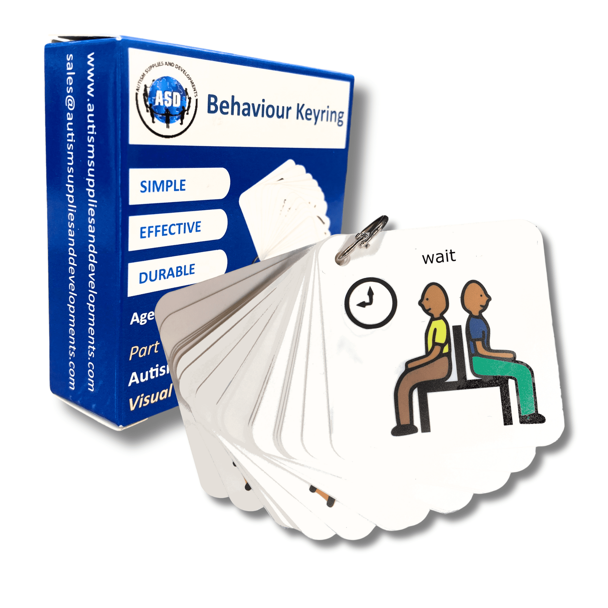 Behaviour Keyring – Visual Communication and Behaviour Management Tool Compatible with PECS Symbols and Boardmaker PCS Software (for ADHD, ASD, Autism, Kids, Children, Toddlers)