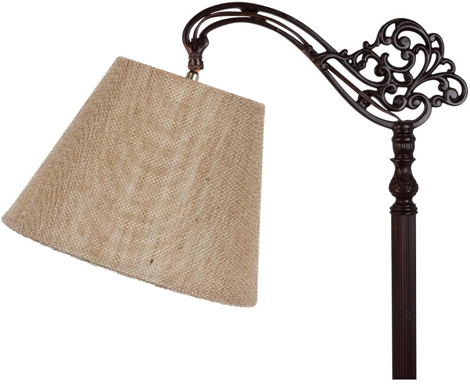 Beige Burlap Empire Lampshade with Brass Uno Fitter 8"