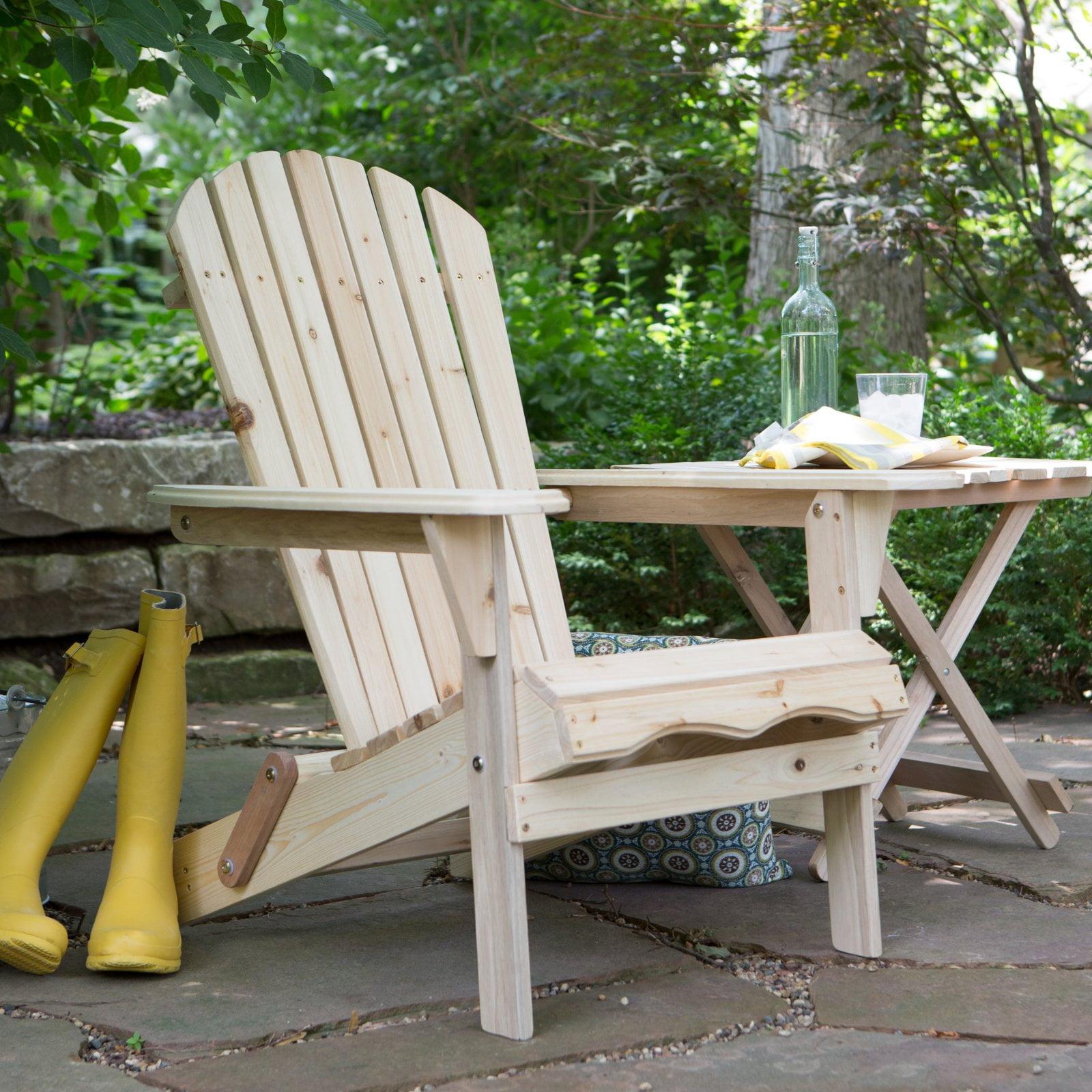 Natural Wood Foldable Adirondack Patio Chair with Arms