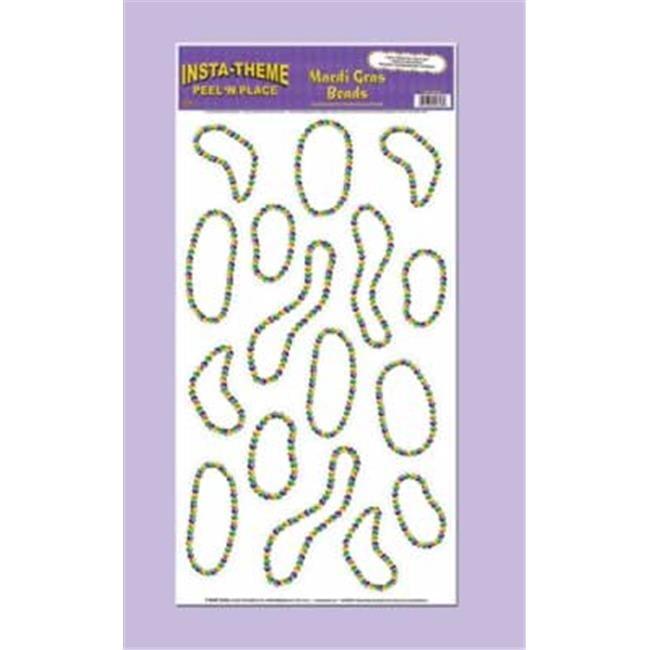 Beistle Mardi Gras Beads Peel 'N Place, 12" x 24" Sh, (48/Pkg) Multicolored