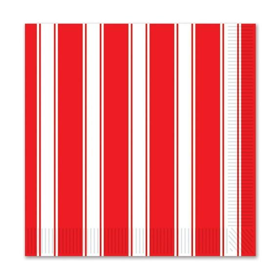 Beistle 58176 Red & White Stripes Beverage Napkins- Pack Of 12