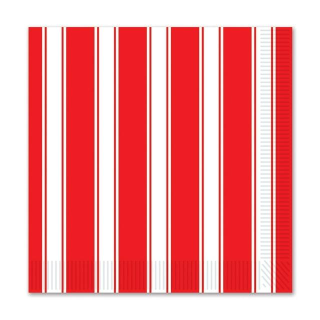 Beistle 58176 Red & White Stripes Beverage Napkins- Pack Of 12