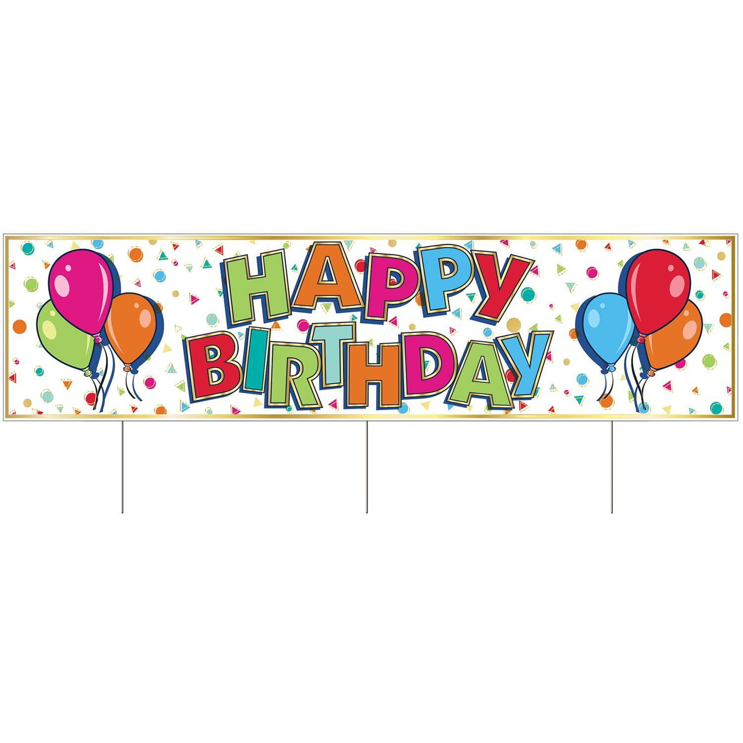 Beistle Plastic Jumbo Happy Birthday Yard Sign, 11.75" x 3' 11", (1/Pkg) Multicolored