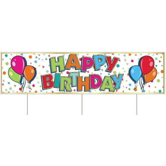 Beistle Plastic Jumbo Happy Birthday Yard Sign, 11.75" x 3' 11", (1/Pkg) Multicolored