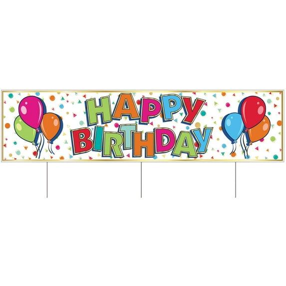 Beistle Plastic Jumbo Happy Birthday Yard Sign, 11.75" x 3' 11", (1/Pkg) Multicolored