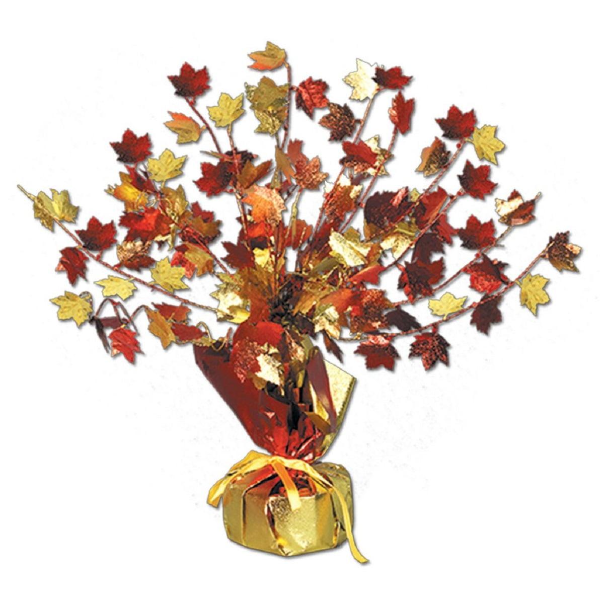 Beistle Club Pack of 12 Decorative Gleam ‘n Burst Fall Leaves Centerpiece Decoration 15”
