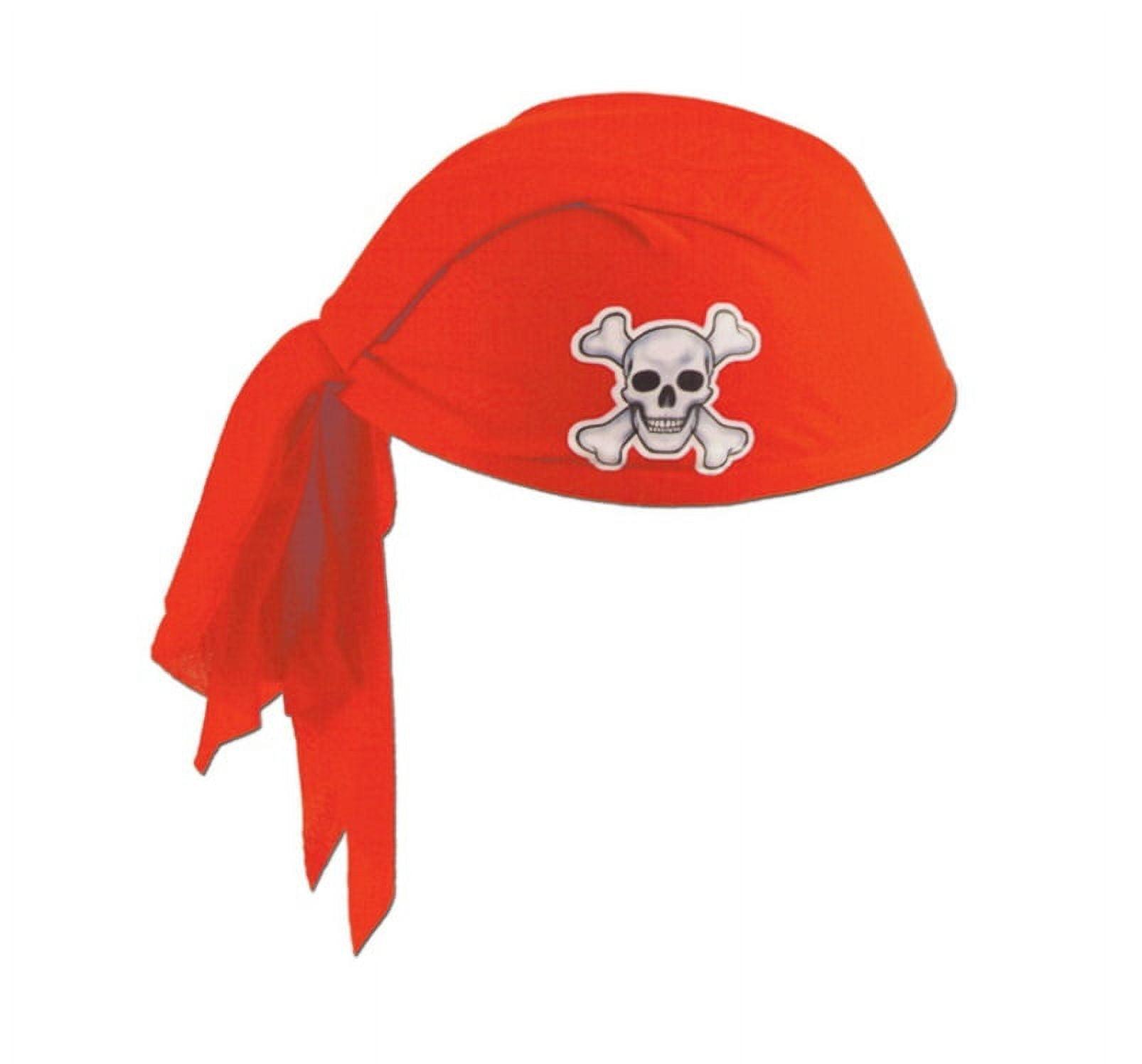 Beistle Club Pack of 12 Red Pirate Scarf Hats with Skull and Crossbones - Child Size