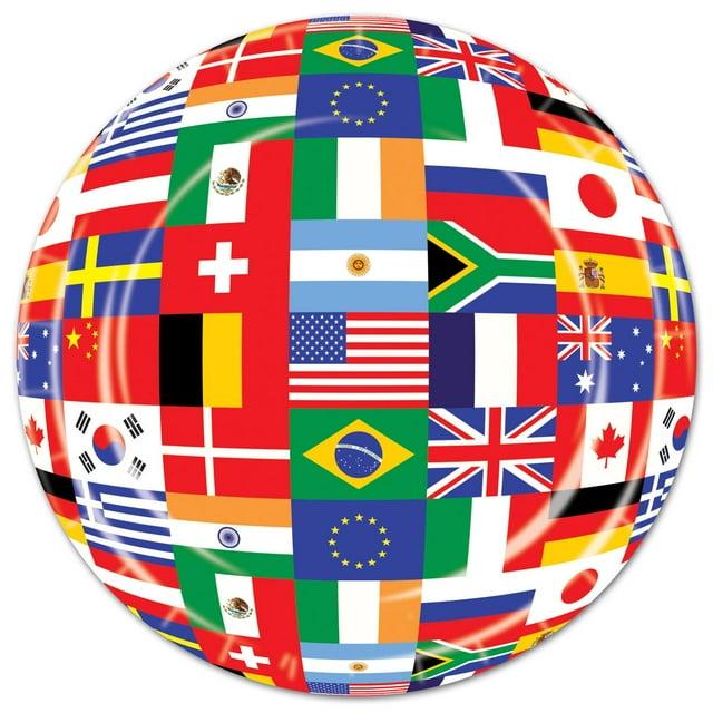 96 Pack Beistle International Flag Party Paper Plates 9 inch